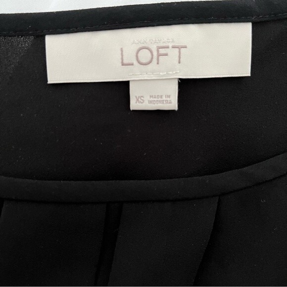 LOFT Box Pleat Front 3/4 Sleeve Blouse in Black, Size XS - Picture 5 of 6
